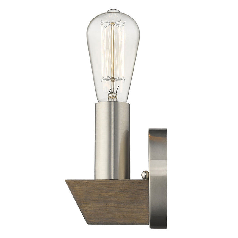 Metal And Wood Wall Sconce - Silver