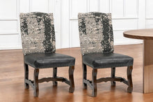 Load image into Gallery viewer, Solid Wood Upholstered Chenille Leather Dining Side Chairs (Set of 2) - Black / Brown / Gray
