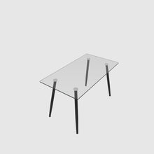 Load image into Gallery viewer, Modern Minimalist Rectangular Glass Dining Table With Tempered Glass Top Metal Legs, For 4 - 6 - Transparent
