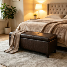 Load image into Gallery viewer, Rectangle Storage Ottoman Bench For Living Room - Brown
