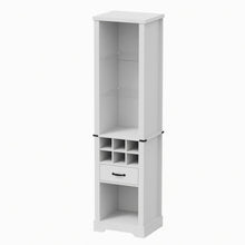 Load image into Gallery viewer, Pantry Cabinet With LED Lights, Wine Rack, Tempered Glass Shelves, And Barn Door Design - White
