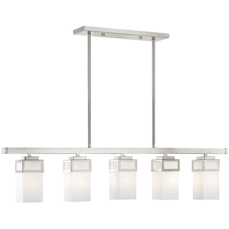 10" Five Light Dimmable Chandelier With Shades - Nickel