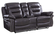 Load image into Gallery viewer, Faux Leather Manual Reclining Love Seat With Storage - Brown
