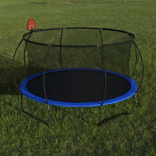 Load image into Gallery viewer, Pumpkin 14 Ft Outdoor Trampoline With Basketball Hoop Enclosure Net Ladder And Metal - Black / Blue
