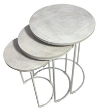 Load image into Gallery viewer, Solid Wood And Metal Round Frame Nested Tables (Set of 2) - White
