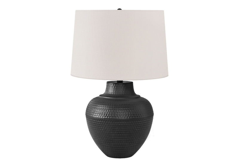 Metal Urn Table Lamp With Cream Empire Shade - Black