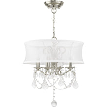Load image into Gallery viewer, 18" Four Light Dimmable Chandelier With Shades - Nickel
