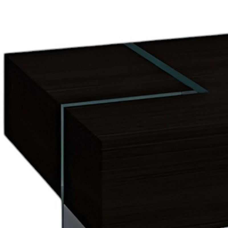 53" Clear Wood And Glass Sled Coffee Table - Espresso