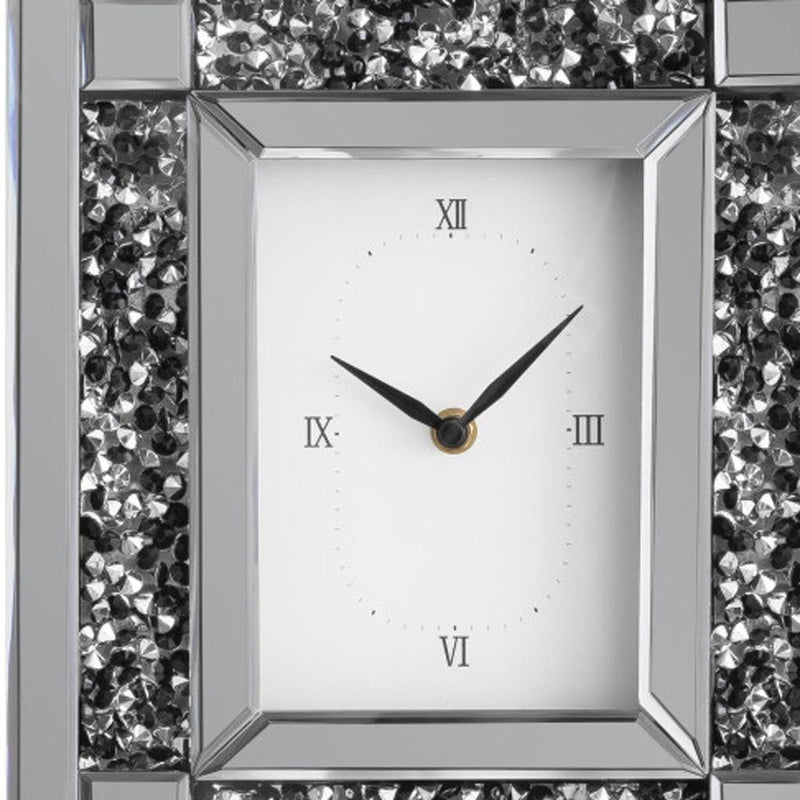 Mirrored Table Clock - Silver / Silver