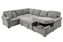 Load image into Gallery viewer, 117&quot; Oversized Sectional Sofa with Storage Chaise, Rolled Arms U Shaped Sectional Couch ,Removable Soft Backrest Cushions, with 4 Throw Pillows for Large Space Dorm Apartment,Light Gray
