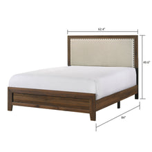 Load image into Gallery viewer, Panel Bed With Fabric Upholstered Tufted Nailhead Trim Headboard
