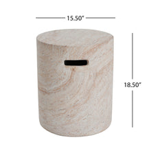 Load image into Gallery viewer, Modern Concrete Side Table With Travertine, Indoor / Outdoor Use - Beige
