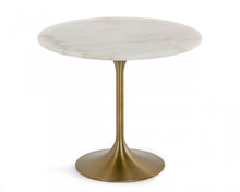 Load image into Gallery viewer, Rounded Marble Metal Dining Table - White / Gold

