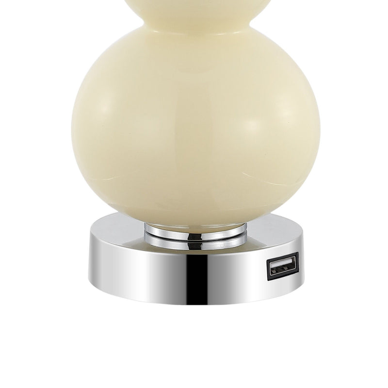 Gourd Table Lamps With Drum Shades (Set of 2) - Cream