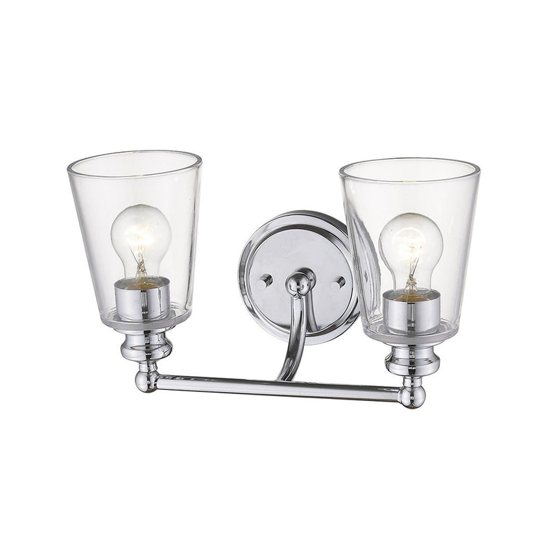 Two Light Glass Shade Wall Sconce - Silver