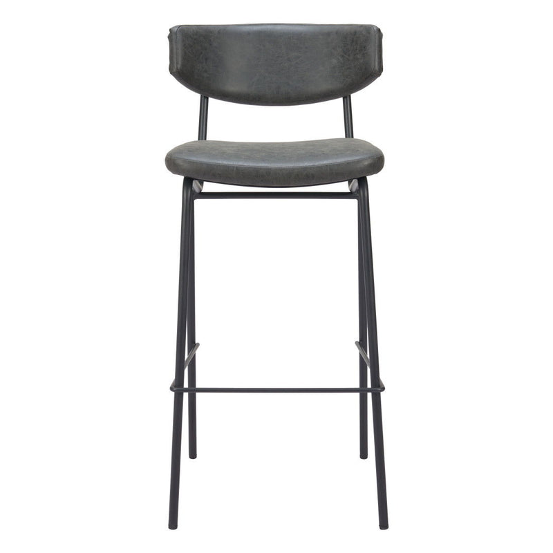26" Faux Leather Low Back Counter Height Bar Chairs (Set of 2) - Black