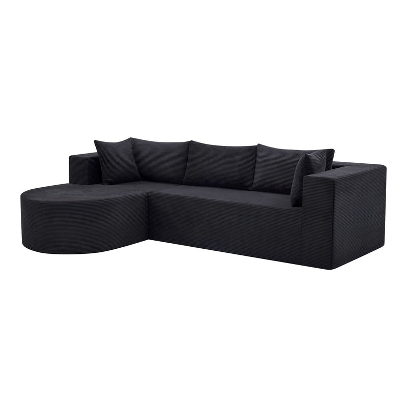 Corduroy Modular Sofa Chaise With Toss Pillows (723851) - Black