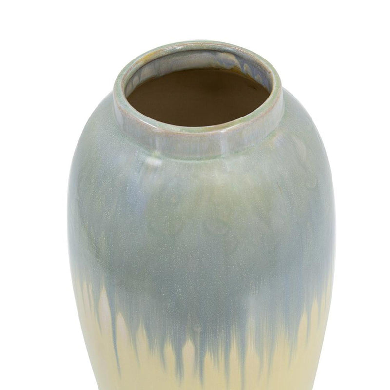 Reactive Glaze Cylinder Table Vase - Blue / Cream