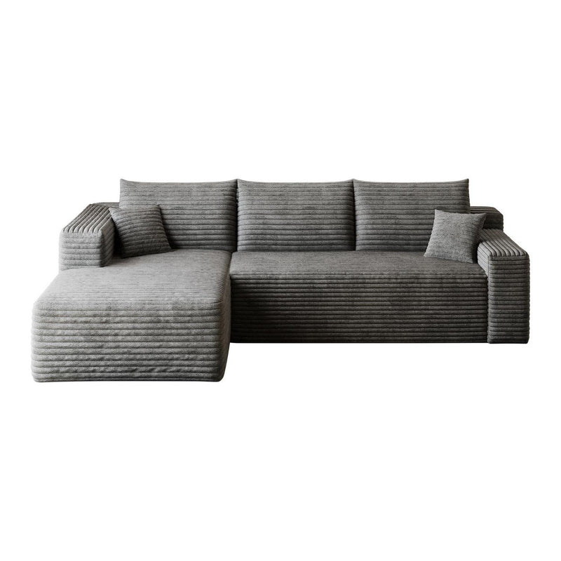 Corduroy Modular L Shaped Sofa And Chaise Sectional (762624) - Gray