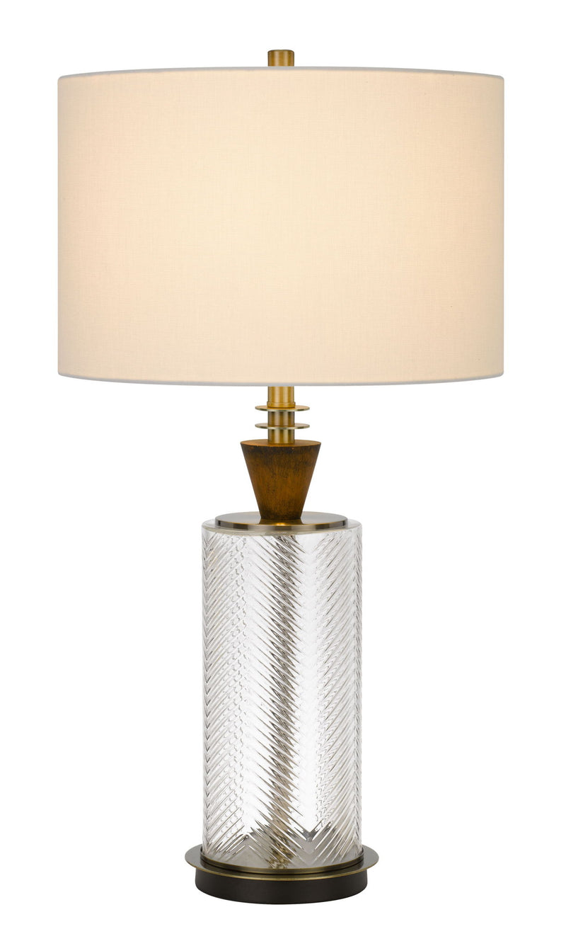 30" Metal Table Lamp With Empire Shade - Clear White