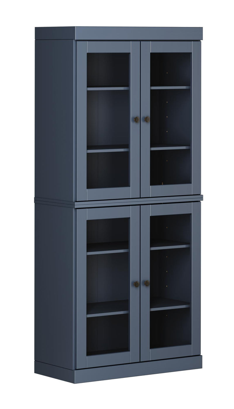 Adjustable Six Tier Library Bookcase With Four Doors (745699) - French Blue