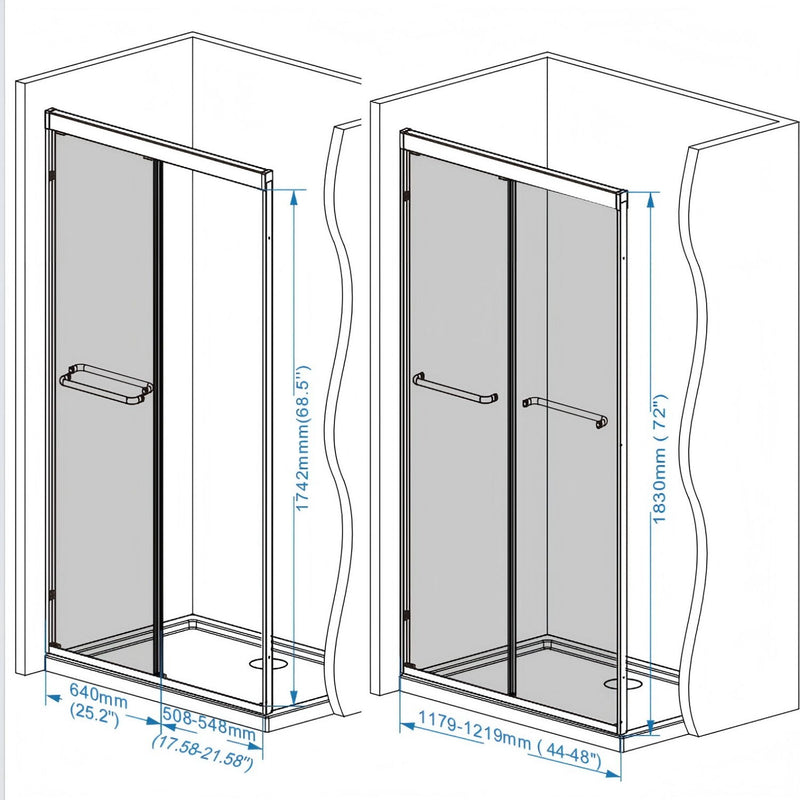 Double Sliding Shower Door With Explosion Proof Film