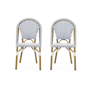 Outdoor Rattan And Aluminum French Bistro Chairs Set