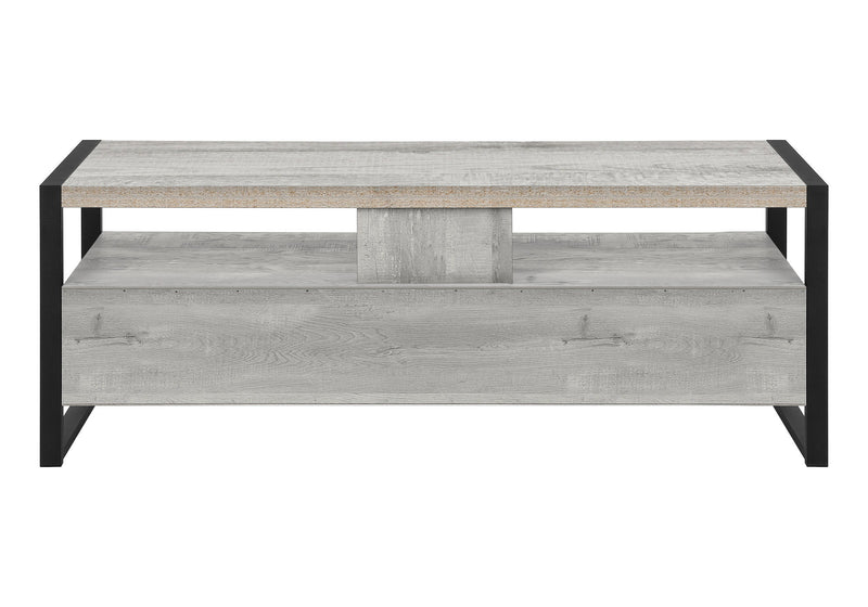 Cabinet Enclosed Storage, TV Stand - Black / Gray