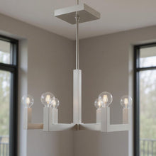 Load image into Gallery viewer, 20'' Six Light Dimmable Chandelier With Shades - Nickel
