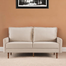 Load image into Gallery viewer, Velvet Sofa With Dark Brown Legs - Beige
