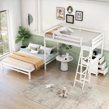 Load image into Gallery viewer, Twin over Full Bunk Bed with Built-in Desk and Three Drawers,White
