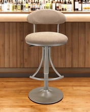 Load image into Gallery viewer, Velvet And Metal Low Back Adjustable Height Bar Chair - Brown And Silver
