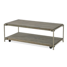 Load image into Gallery viewer, Corbeta - 3 Piece Metal Frame Wood Living Room Coffee Table And 2 Chairside Tables Set, Aged Graphite - Brown
