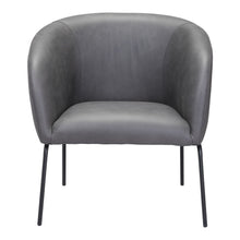 Load image into Gallery viewer, Faux Leather Barrel Chair - Gray And Black
