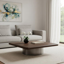 Load image into Gallery viewer, Wood Stainless Steel Square Pedestal Coffee Table (714606) - Brown / Silver
