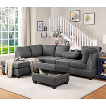 Load image into Gallery viewer, 104.5&quot; Reversible Sectional Sofa Space Saving with Storage Ottoman Rivet Ornament L-shape Couch for Small or Large Space Dorm Apartment,Gray(old SG000405AAA)
