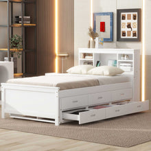 Load image into Gallery viewer, Platform Bed With Storage Headboard, USB, Trundle And 3 Drawers
