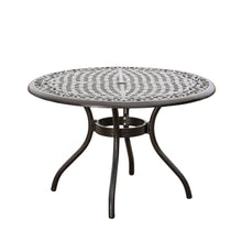 Load image into Gallery viewer, Tranquilius - Outdoor Round Dining Table With Lattice Tabletop, Umbrella Hole And Curved Legs
