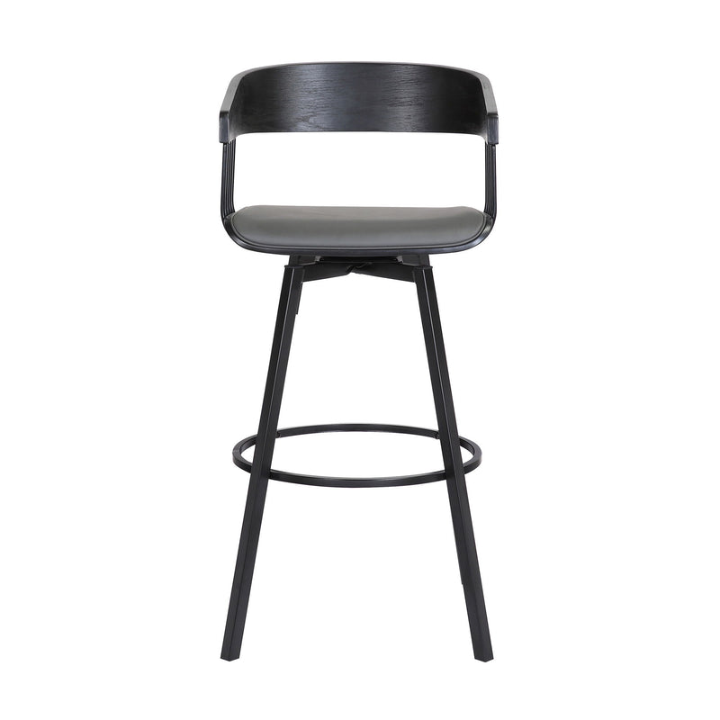 Faux Leather With Metal Swivel Counter Height Bar Chair - Gray And Black