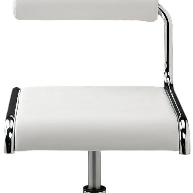 Contemporary Metal And Faux Leather Low Back Adjustable Height Bar Chairs (Set of 2) - White