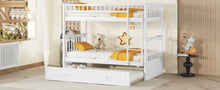 Load image into Gallery viewer, Twin over Twin Bunk Bed with Twin Size Trundle, Convertible Beds, White
