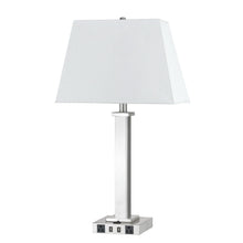 Load image into Gallery viewer, Metal USB Table Lamp With White Shade - Nickel

