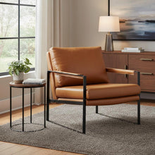 Load image into Gallery viewer, Faux Leather And Black Arm Chair 27" - Brown
