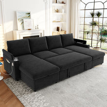Load image into Gallery viewer, U Shaped Sectional Sofa Bed With Storage Chaise Lounges, USB Ports, And Cup Holders
