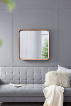 Load image into Gallery viewer, Square Mirror With Wood Frame, Wall Mirror For Living Room Bathroom Entryway - Brown
