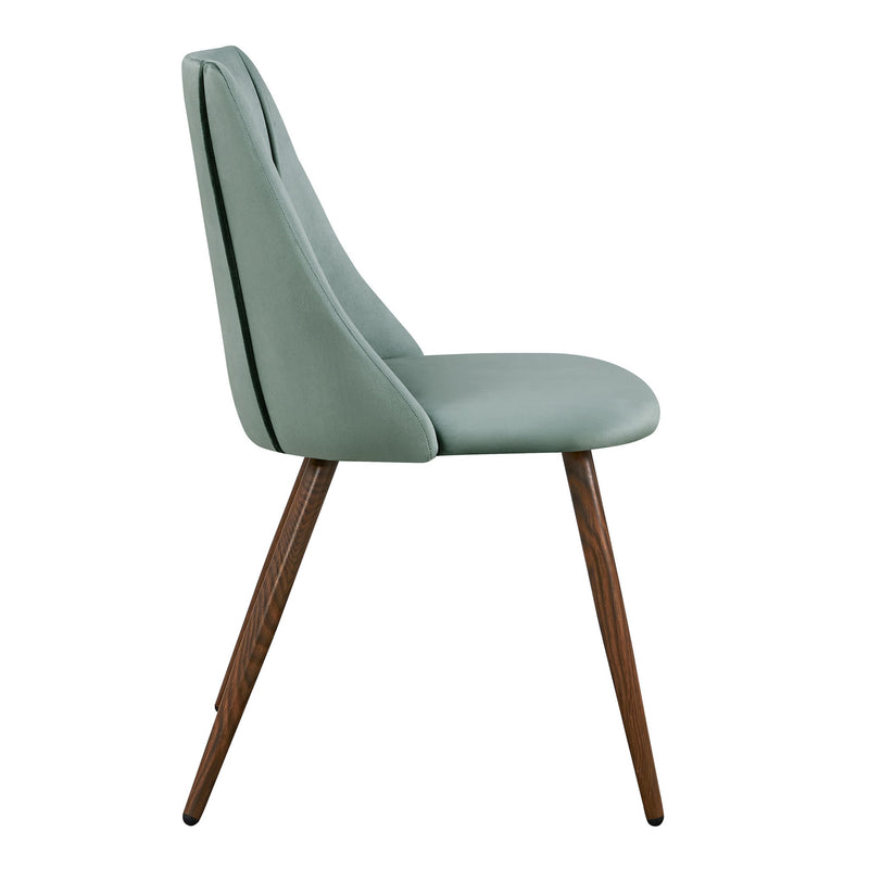 Velvet Steel Dining Side Chairs (Set of 2) - Green / Brown