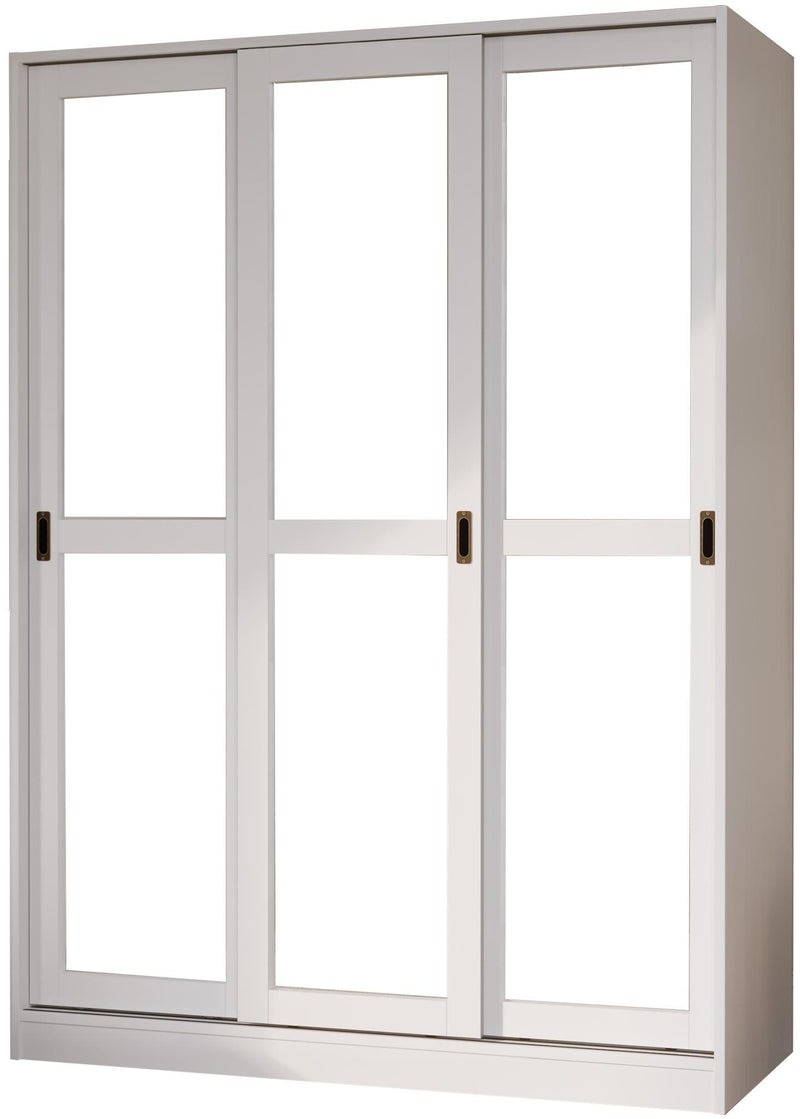 Solid Wood Mirrored Three Door Combo Dresser (765051) - White