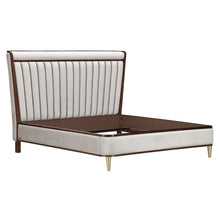 Load image into Gallery viewer, Houston - Eastern King Channel Tufted Panel Bed - Porcini / Walnut
