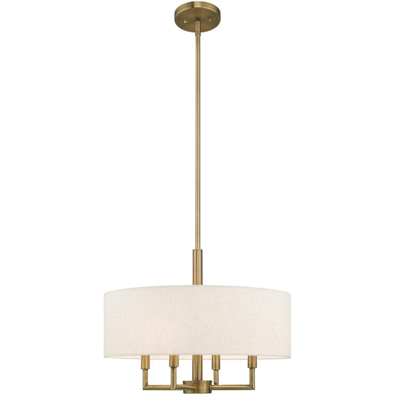 23" Four Light Dimmable Chandelier With Shades - Antiqued Brass