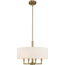 Load image into Gallery viewer, 23" Four Light Dimmable Chandelier With Shades - Antiqued Brass

